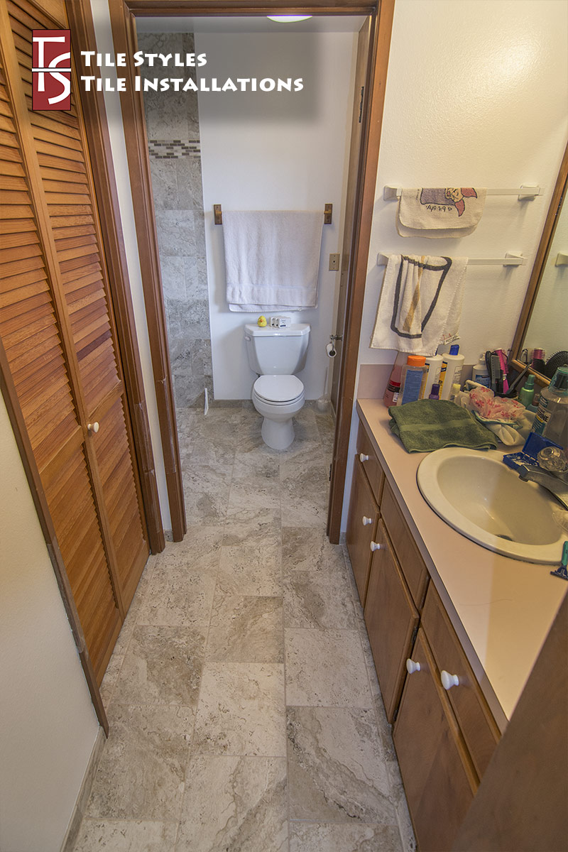 walk-in shower bathroom tile installation